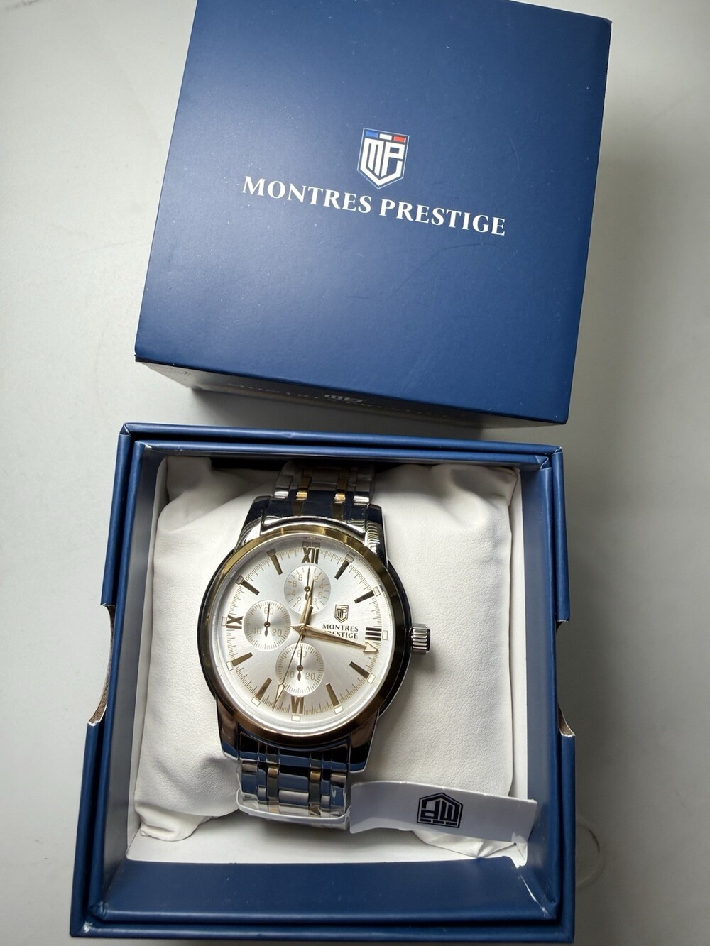 Montres Prestige Men's Two-Tone Quartz Chronograph Silver Dial w/ Box